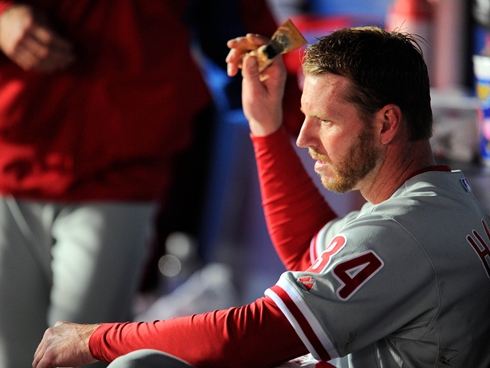 Despite 9 K's (of the 10 recorded outs), Halladay lasted only 3.1, giving up 5 earned