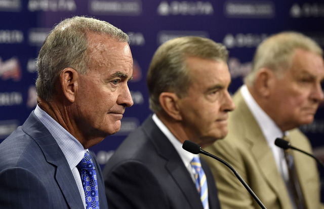John Hart, John Schuerholz (middle), and Bobby Cox (left) will look to get the Braves back on the right track after announcing the dismissal of former general manager Frank Wren