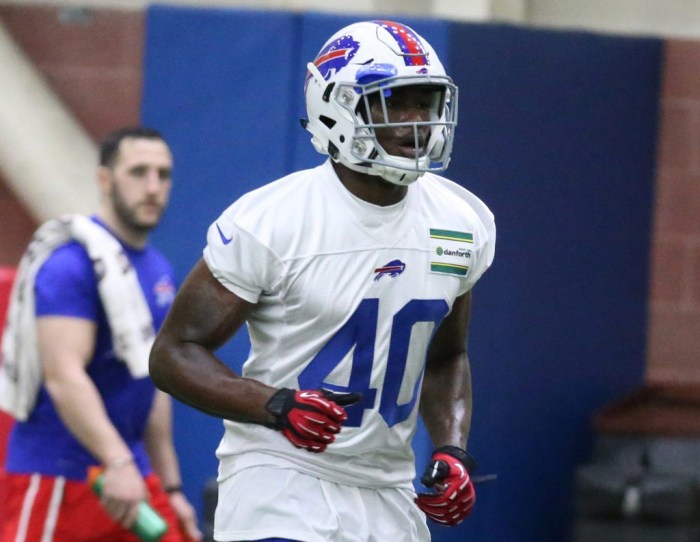 Karlos Williams has climbed to No. 2 on the Bills running back depth chart. I see him climbing further before the year is over. (James P. McCoy/Buffalo News)